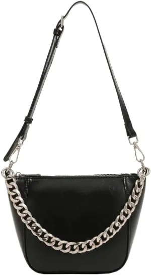 Trendy PU Leather Shoulder Crossbody Bag for Women Dumpling Purse Totes Bucket Handbag Underarm Satchel with Chain