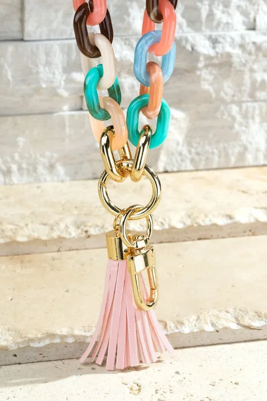Two Tone Resin Chain Bracelet Key Chain