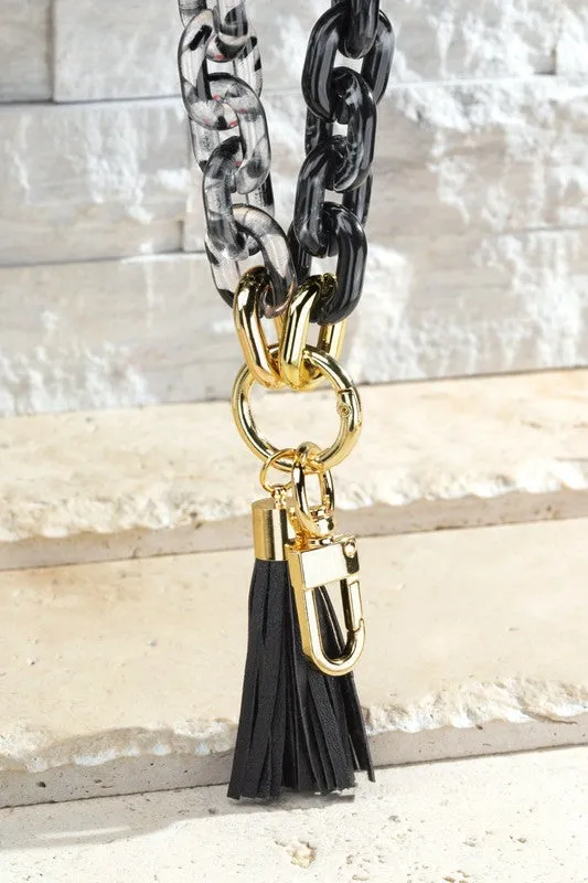 Two Tone Resin Chain Bracelet Key Chain