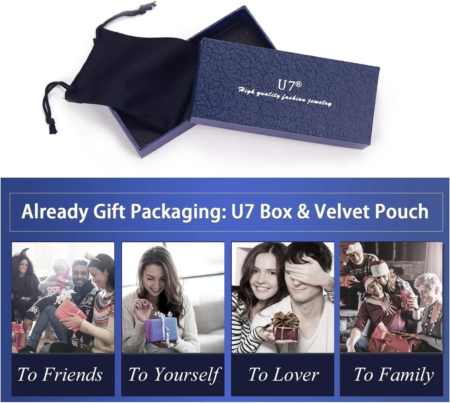 U7 Women Locket Necklace Platinum 14K Gold Photo Lockets that Hold Picture,Chain 20 Inch Personalized Gift Custom Love Heart Image Necklaces