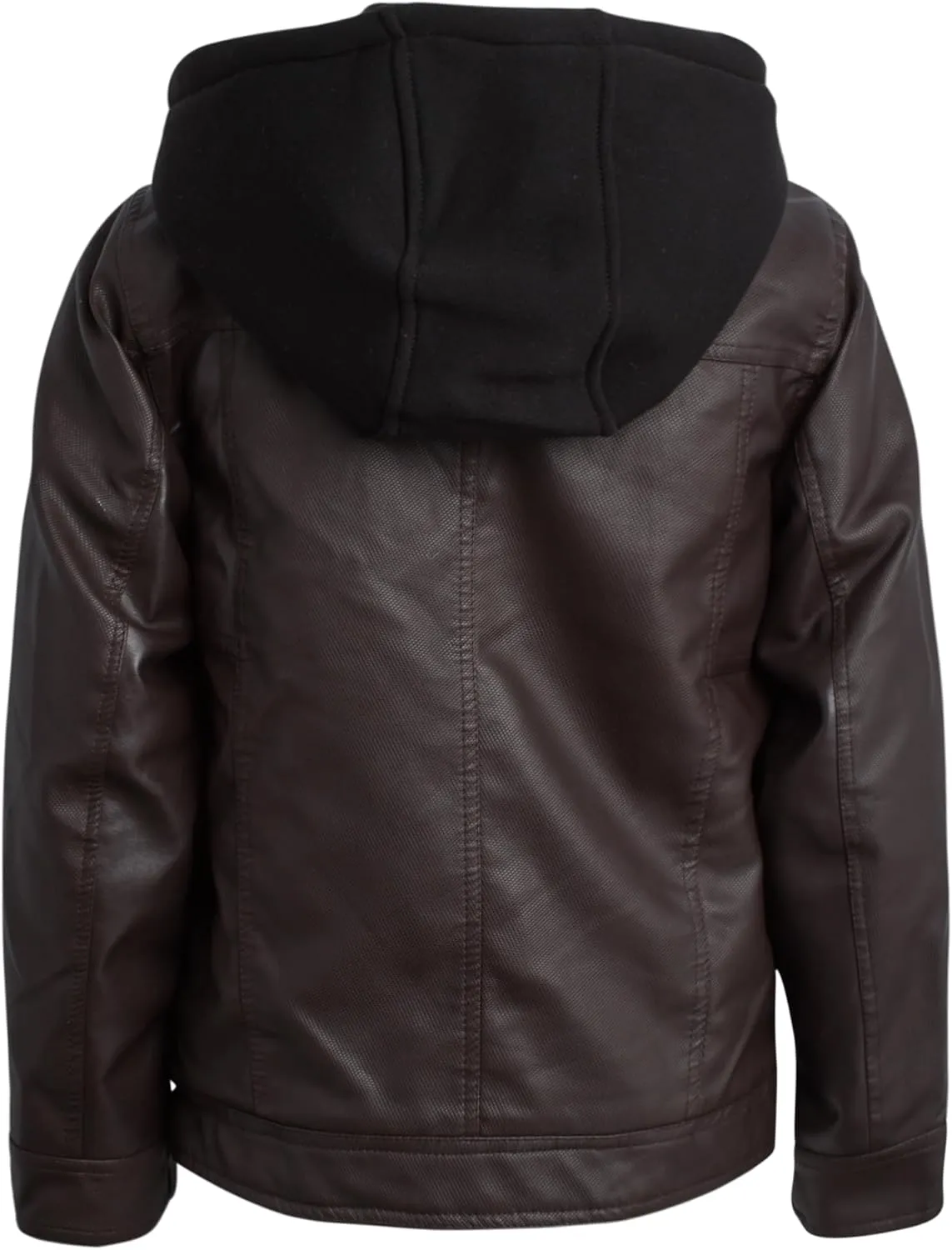 URBAN REPUBLIC Boys Jacket  Faux Leather Biker Jacket  Casual Sherpa Lined Moto Jacket with Sweatshirt Hood (4-20)