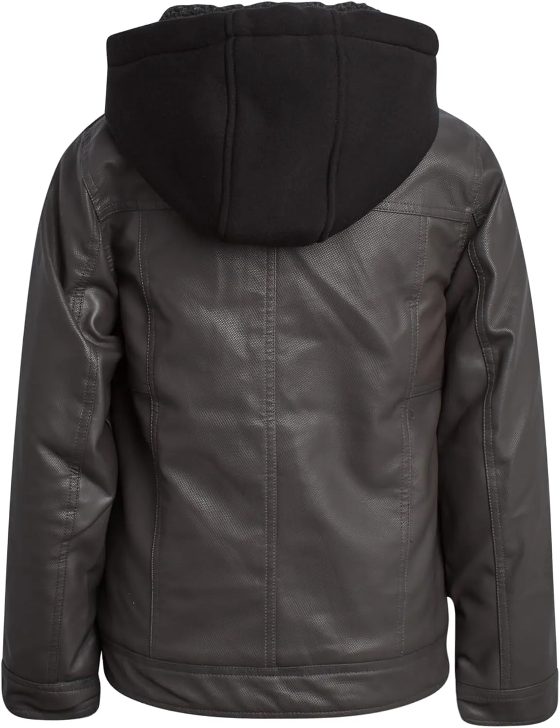 URBAN REPUBLIC Boys Jacket  Faux Leather Biker Jacket  Casual Sherpa Lined Moto Jacket with Sweatshirt Hood (4-20)