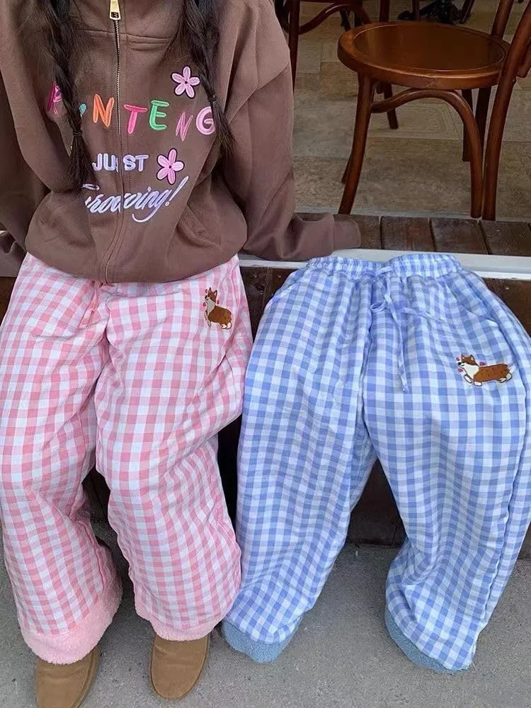 Vhitler Puffer Quilted Pants Fleece Pants Women High Waisted Wide Leg Pants Windbreaker Parachute Pants Sherpa Winter Pants
