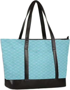 Vintage Arabic Pattern Tote Bag with Laptop Compartment Turquoise Women Work Computer Bag Casual Briefcase Handbag for Travel Office College, Fits Laptop 15.6 inch