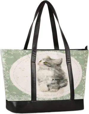Vintage Cat Pattern Womens Laptop Tote Bags for Work Laptop Purse Bag 15.6 Inch Computer Bag Teacher Nurse Work Bag Briefcase Business Handbags