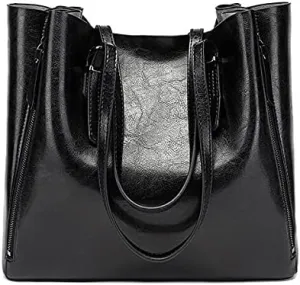 Vintage Handbags for Women Fashion Ladies PU Leather Top Handle Satchel Shoulder Tote Bags Womens Satchel (Brown)