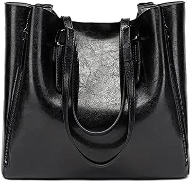 Vintage Handbags for Women Fashion Ladies PU Leather Top Handle Satchel Shoulder Tote Bags Womens Satchel (Brown)
