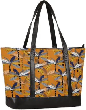 Vintage Jungle Flower Womens Laptop Tote Bags for Work Orange Laptop Purse Bag 15.6 Inch Computer Bag Teacher Nurse Work Bag Briefcase Business Handbags