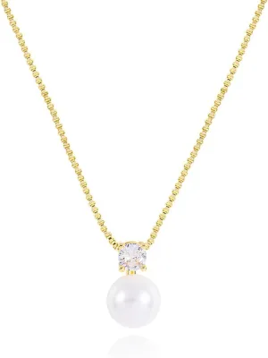 VRIUA Pearl Necklaces for Women - 14k Gold Plated Dainty Gold Pearl Necklace Simple Everyday Minimalist Necklaces for Women