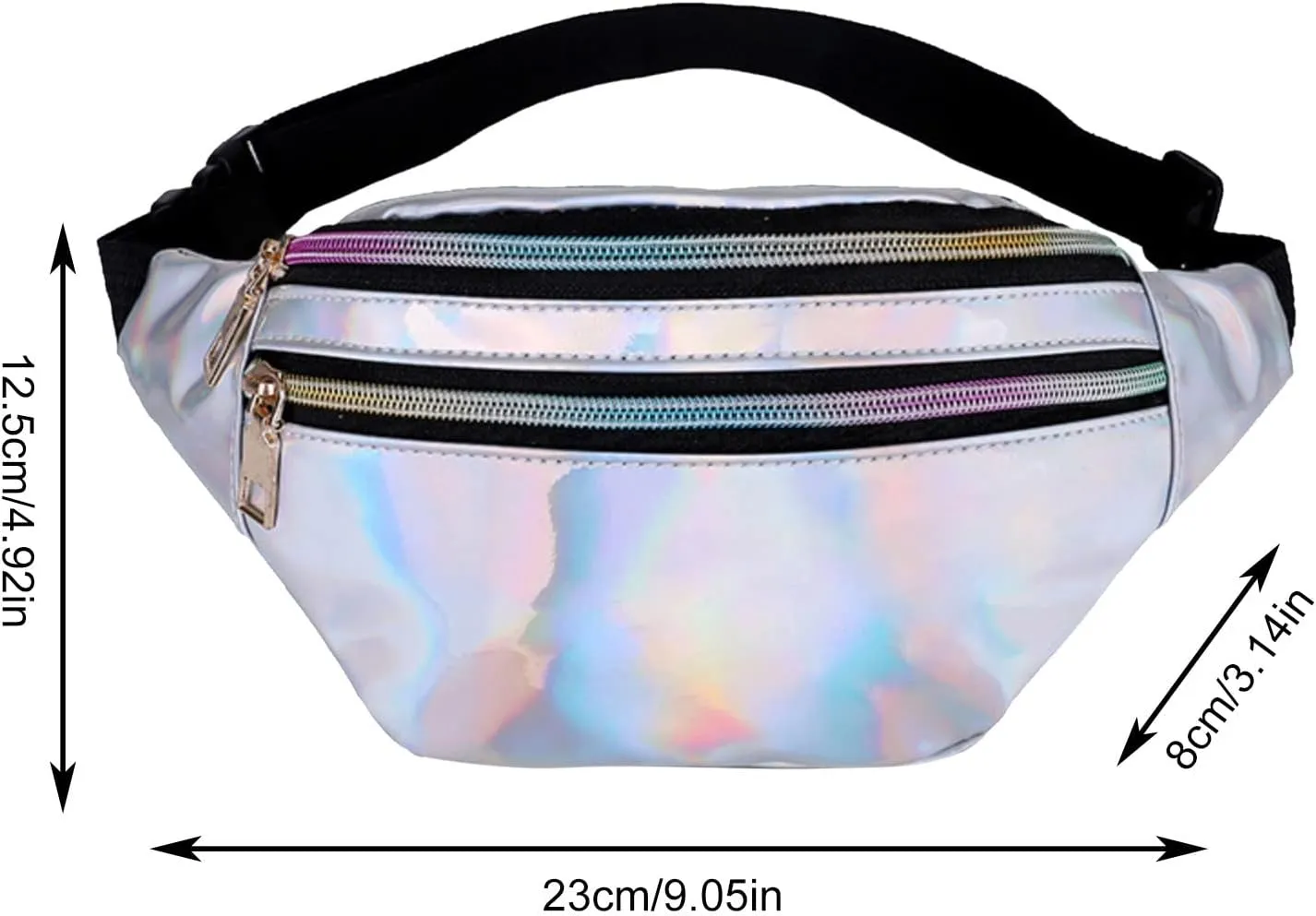 Waist Bag Men And Women Shiny PU Waist Bags Functional Color Single Shoulder Body Bag Men Work Tote (Gold, One Size)