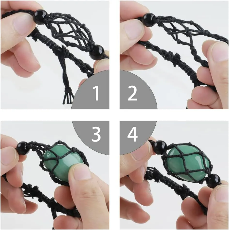 Weryerker 12-Piece Crystal Cage Necklace Holder with 1.57 Necklace Cord and Adjustable Hand-Woven Cord