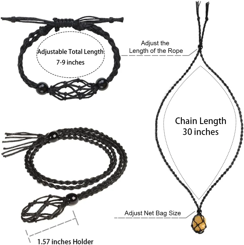 Weryerker 12-Piece Crystal Cage Necklace Holder with 1.57 Necklace Cord and Adjustable Hand-Woven Cord
