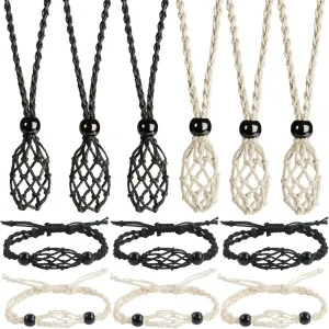 Weryerker 12-Piece Crystal Cage Necklace Holder with 1.57 Necklace Cord and Adjustable Hand-Woven Cord