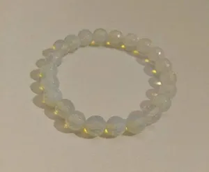 White Opal Handmade Stretch Bracelet~Healing Jewelry~Handmade Jewelry~Stretch Gemstone Bracelet~Faceted Opal Beaded Bracelet~Chakra Jewelry 8mm by Gemswholesale
