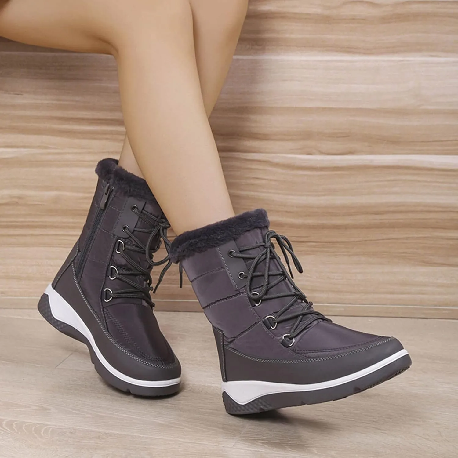 Wide Width Snow Boots for Women Plus Size Winter Walking Boots for Women Waterproof Women's Boots Winter Womens Winter Snow Boots Warm Fur Lined Anti-Slip Botas Contra El Agua Para Mujer De Trabajo