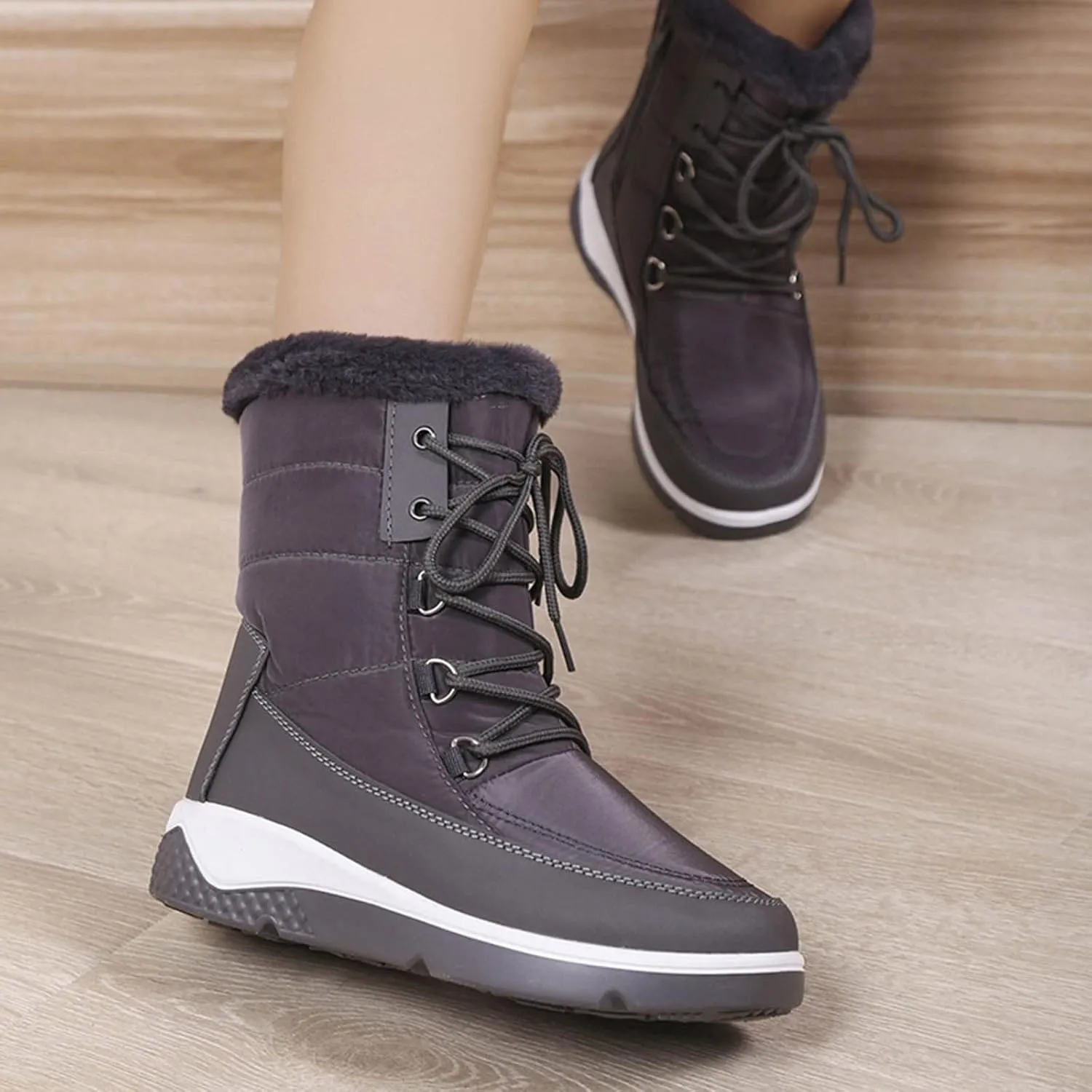Wide Width Snow Boots for Women Plus Size Winter Walking Boots for Women Waterproof Women's Boots Winter Womens Winter Snow Boots Warm Fur Lined Anti-Slip Botas Contra El Agua Para Mujer De Trabajo