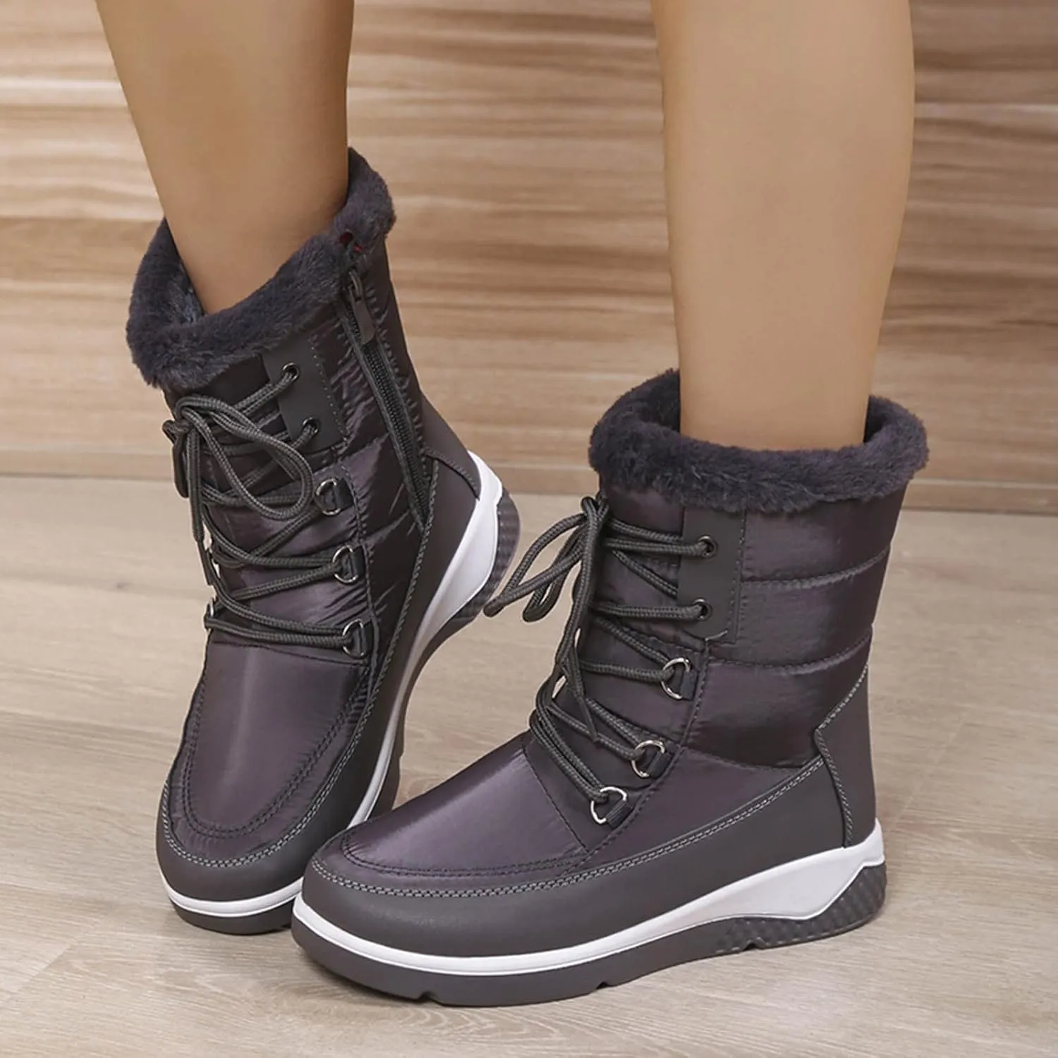 Wide Width Snow Boots for Women Plus Size Winter Walking Boots for Women Waterproof Women's Boots Winter Womens Winter Snow Boots Warm Fur Lined Anti-Slip Botas Contra El Agua Para Mujer De Trabajo