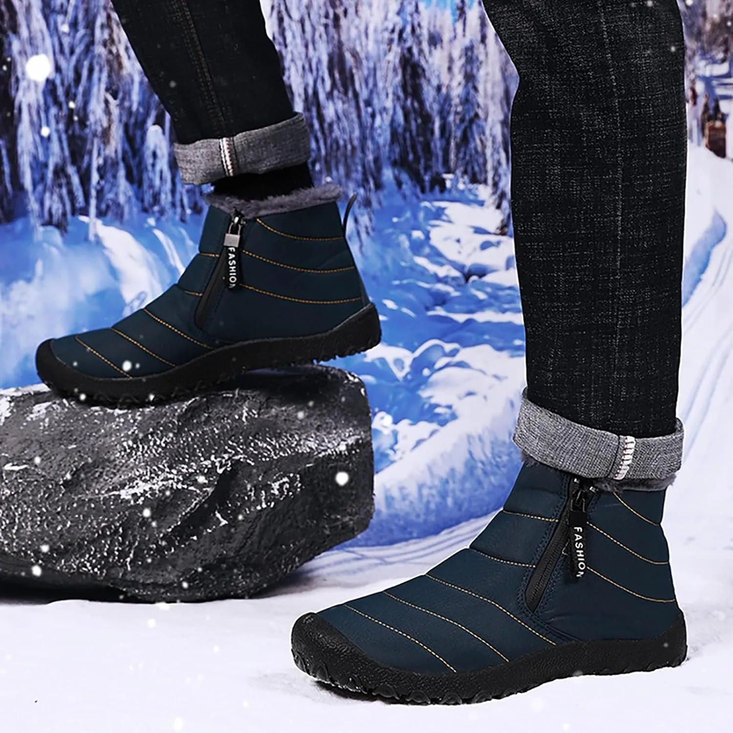 Winter Boots for Women Non Slip Black Snow Boots Women Platform Winter Booties Womens Winter Boots Winter Knee High Boots for Women Waterproof Snow Non Slip