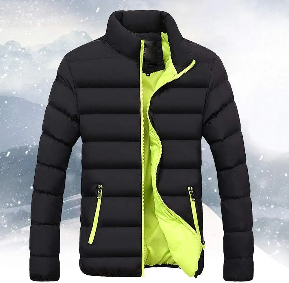 Winter Coat for Men Thick Puffer Jackets Stand Collar Full Zip Winter Jackets Down Coat Quilted Light Ski Parka Jackets