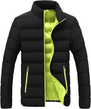 Winter Coat for Men Thick Puffer Jackets Stand Collar Full Zip Winter Jackets Down Coat Quilted Light Ski Parka Jackets