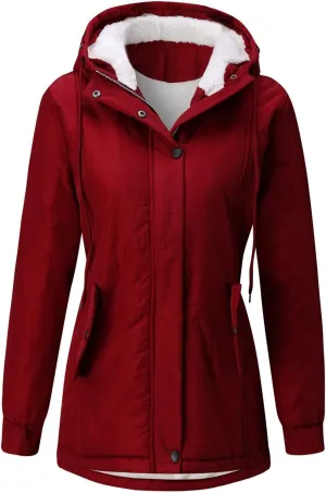 Winter Overcoat Women's Thick Outwear Fur' Lined Hooded Coat Warm Trench Women's Coat Womens Jacket Lightweight