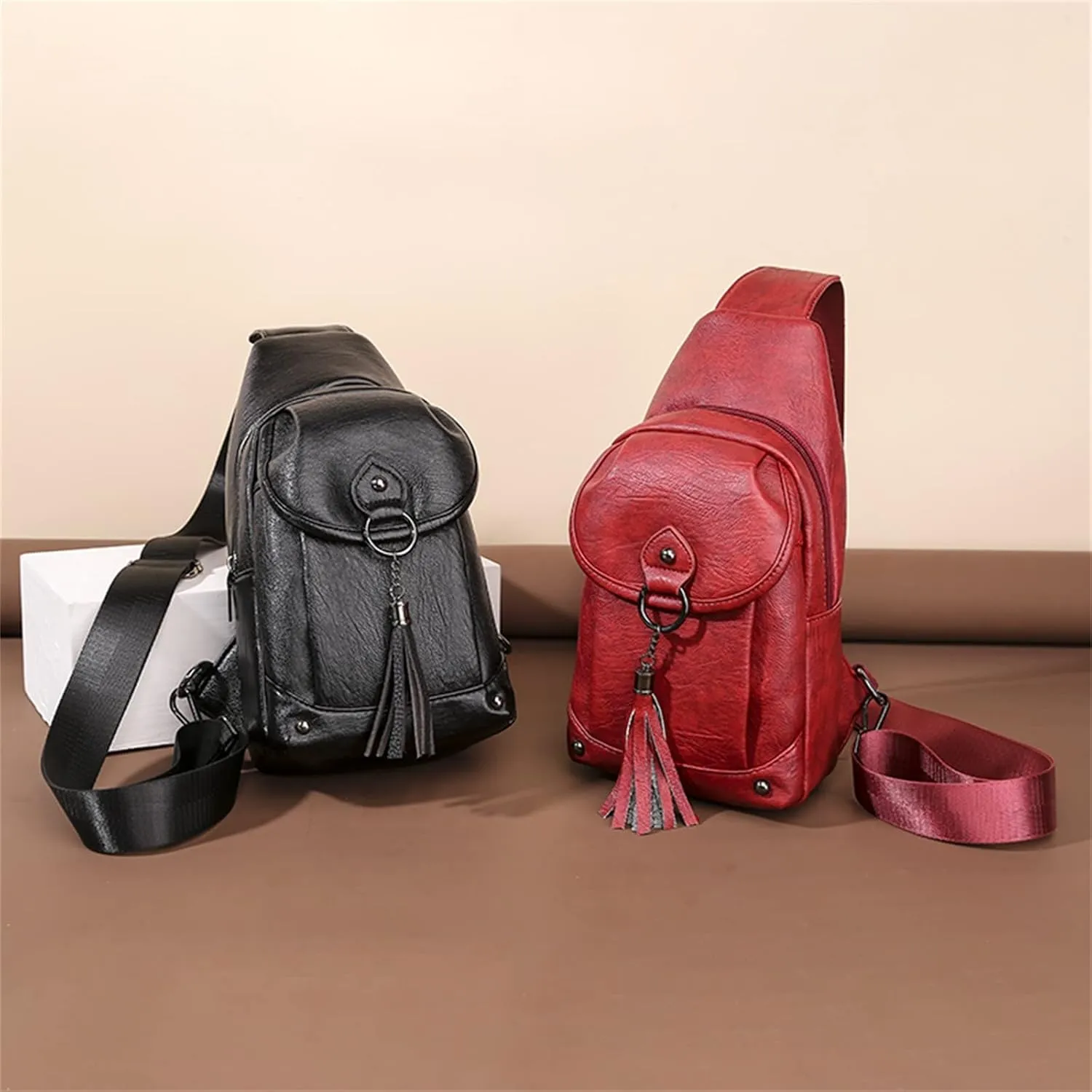 Women Bags Can Be Connected To USB Fashion Soft Leather Portable Crossbody Bag Room Upgrades Men (Black, One Size)
