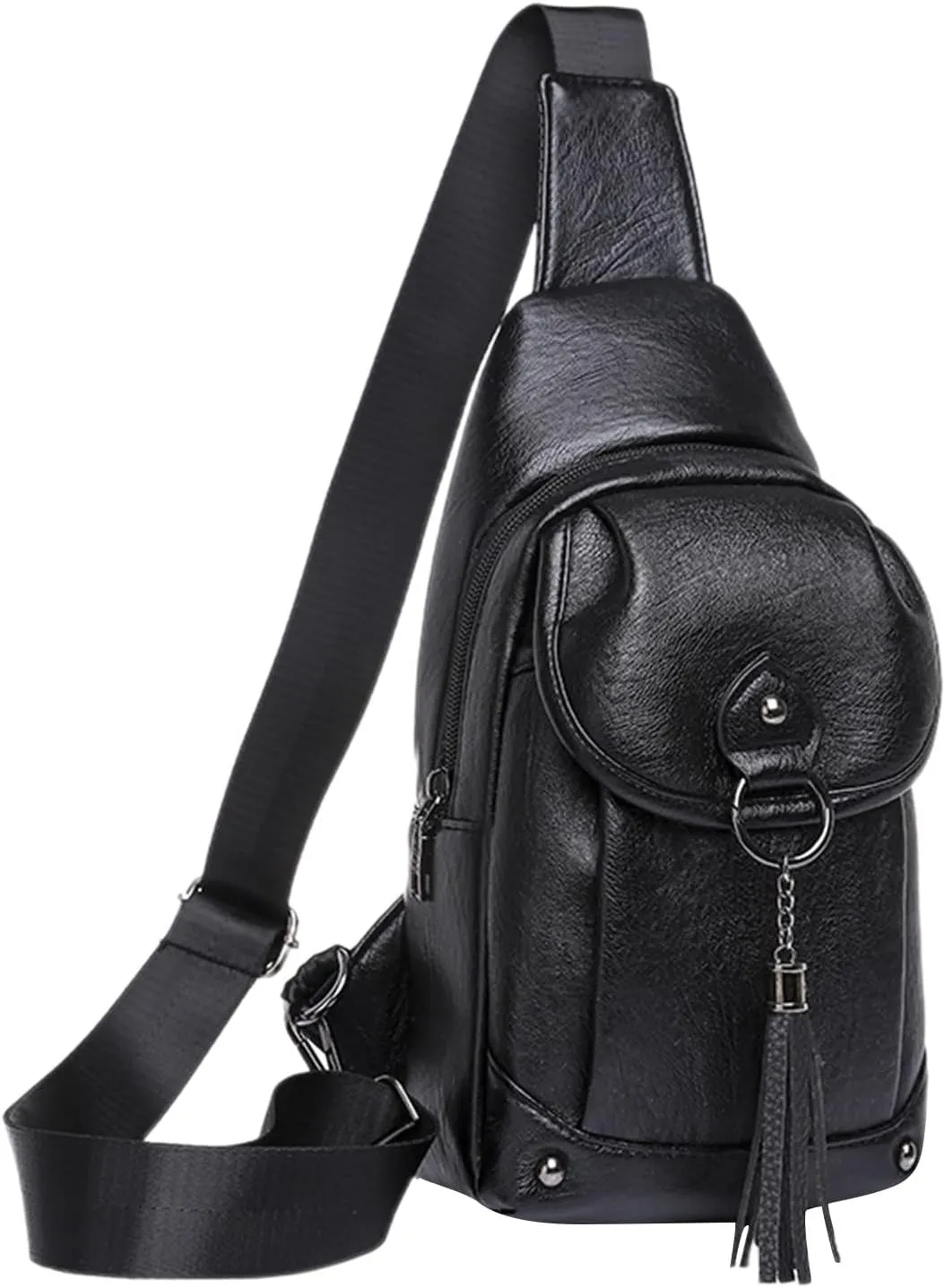 Women Bags Can Be Connected To USB Fashion Soft Leather Portable Crossbody Bag Room Upgrades Men (Black, One Size)