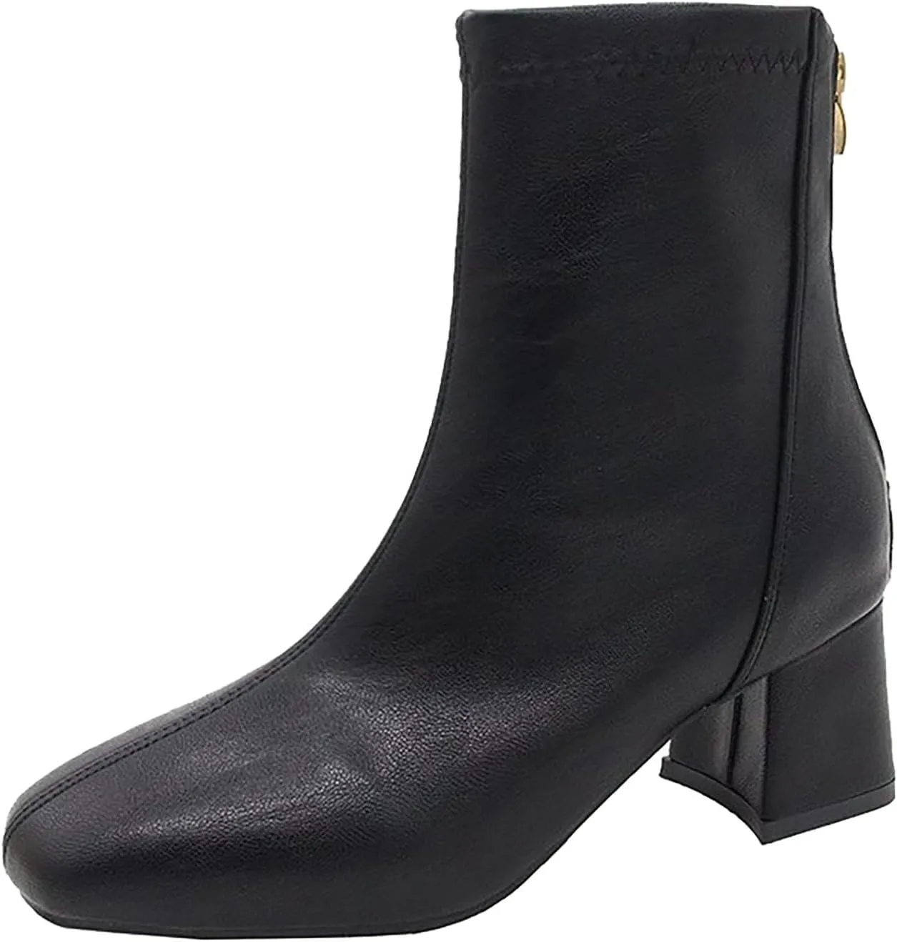Women Booties Woman Cowboy Boots Silver Boots Dress Women Low Heel Womens Fall Booties and Ankle Boots Wedges Womens Black Square Toe Low Heel Ankle Boots