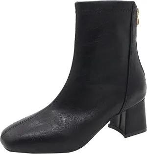 Women Booties Woman Cowboy Boots Silver Boots Dress Women Low Heel Womens Fall Booties and Ankle Boots Wedges Womens Black Square Toe Low Heel Ankle Boots