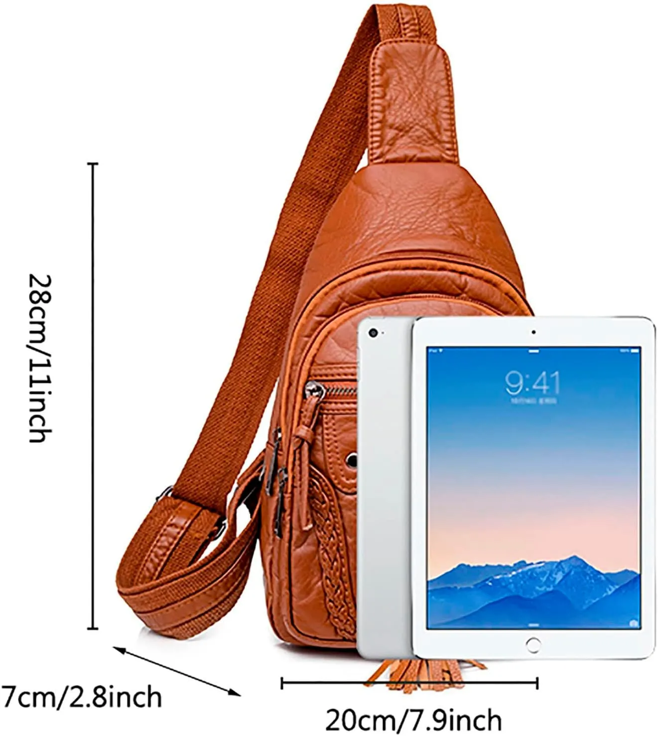 Women Chest Bags Sling Bags Small Crossbody PU Leather Satchel Daypack Fashion Shoulder Strap One Shoulder (A, One Size)