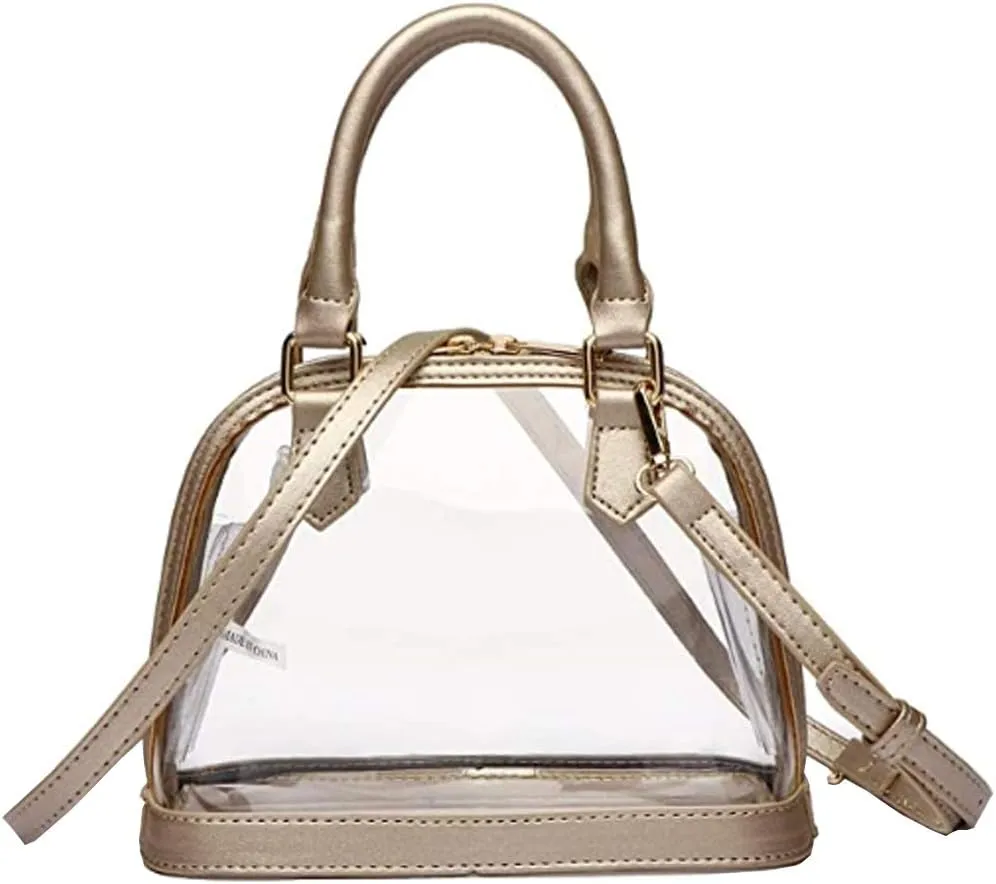 Women Clear Jelly Top Handle Shoulder Crossbody Bag PVC Handbag Purse Totes Satchel