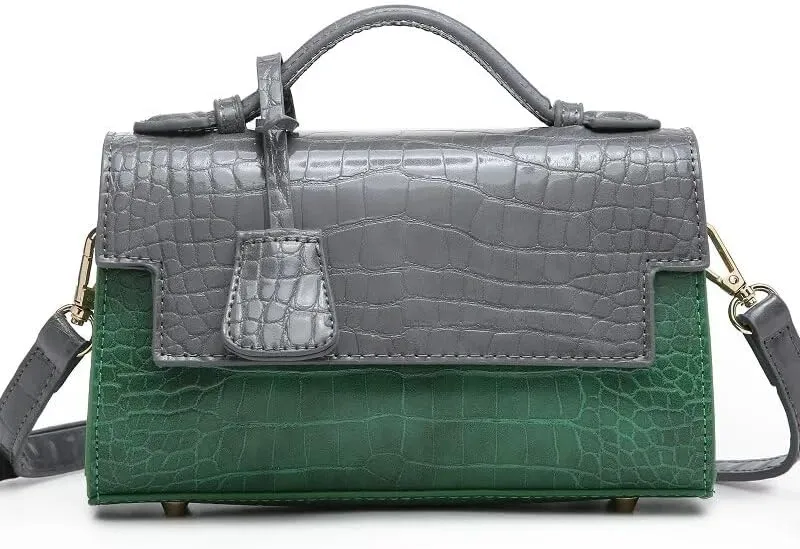 Women Crocodile Bag Handbag Saudi Arabia Python PU Leather Clutch Tote Purse for Party (SNAKE BLACK)
