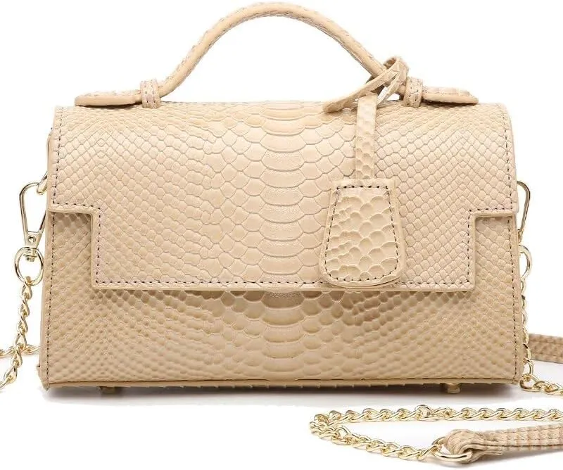 Women Crocodile Bag Handbag Saudi Arabia Python PU Leather Clutch Tote Purse for Party (SNAKE BLACK)