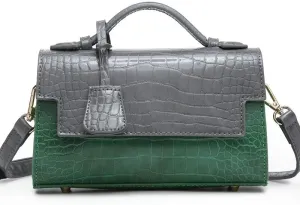 Women Crocodile Bag Handbag Saudi Arabia Python PU Leather Clutch Tote Purse for Party (SNAKE BLACK)