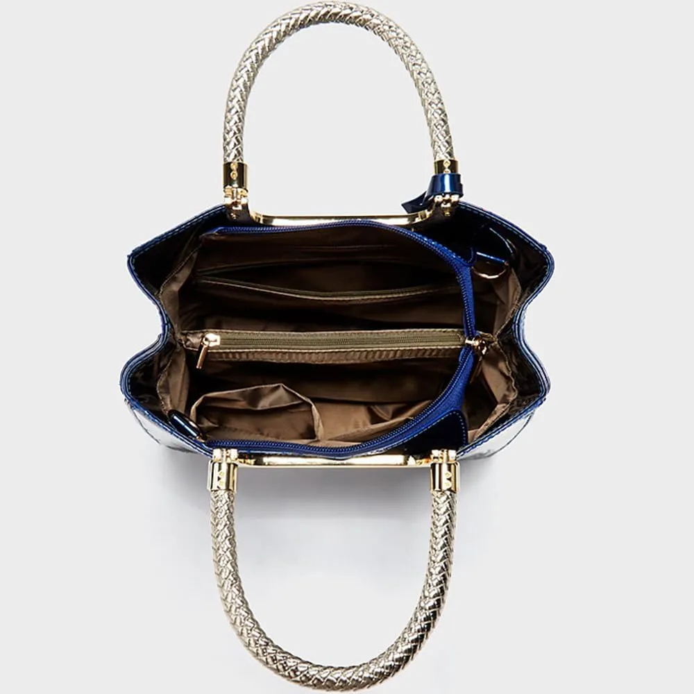 Women Elegant Top Handle Handbag Totes Purse Glossy Patent PU Leather Satchel Shoulder Bag