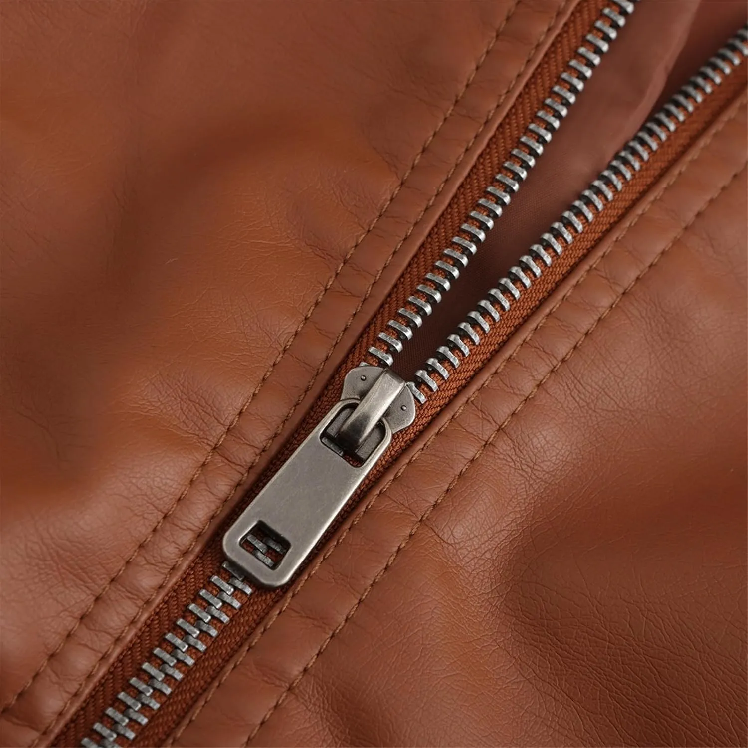 Women Faux Leather Jacket Fall and Winter Zip Up Leather Bomber Jacket Stand Collar Moto Biker Coat Pockets Outwear