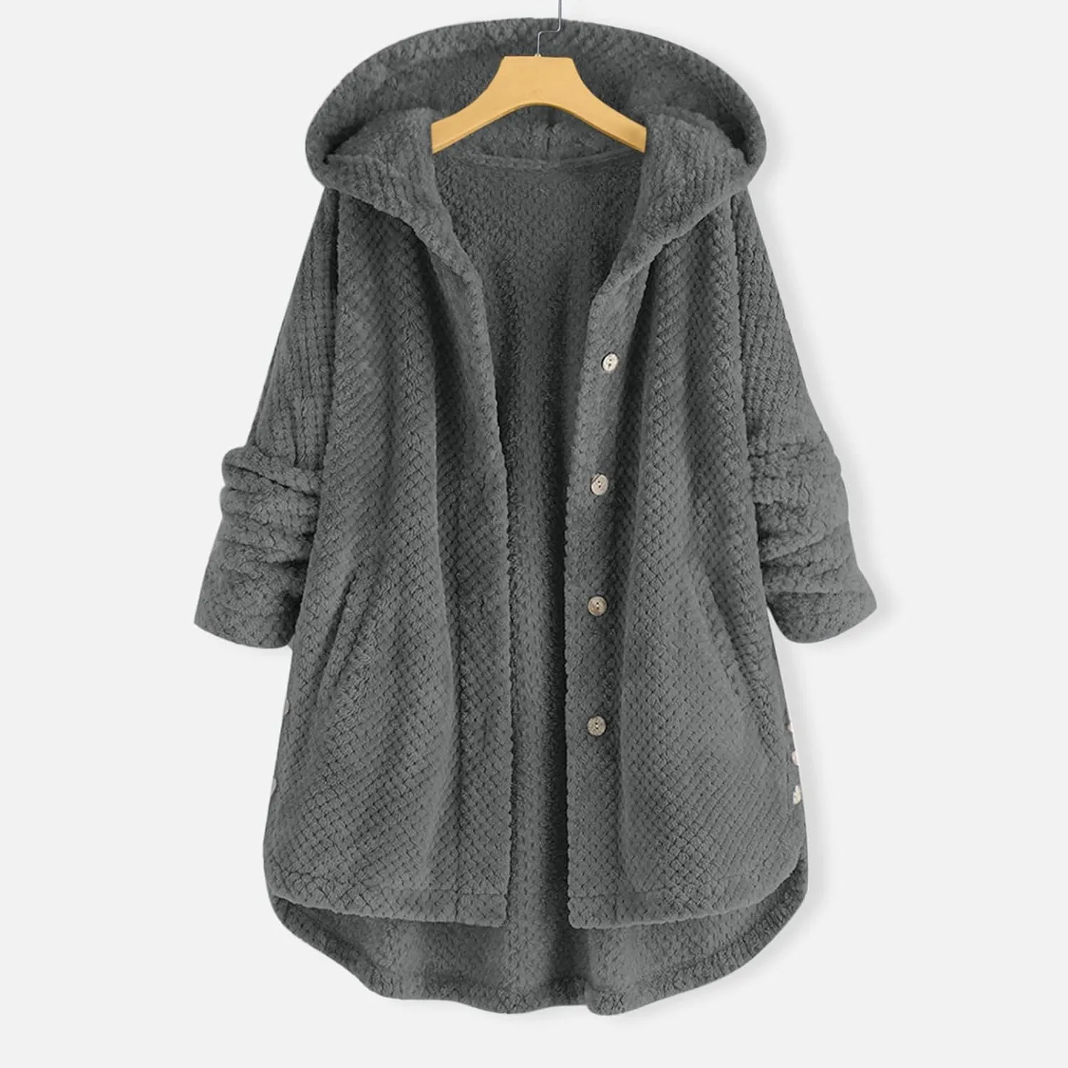 Women Fuzzy Fleece Hoodie Jackets Plus Size Full Zip Up Sherpa Lined Warm Fuzzy Faux Shearling Zipper Coats Winter