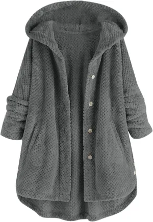 Women Fuzzy Fleece Hoodie Jackets Plus Size Full Zip Up Sherpa Lined Warm Fuzzy Faux Shearling Zipper Coats Winter