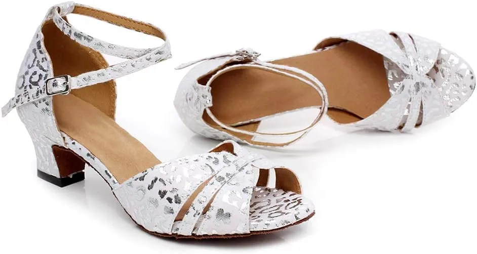Women Glitter Latin Dance Shoes Professional Ballroom Salsa Dance Shoes Social Wedding Dancing Sandals