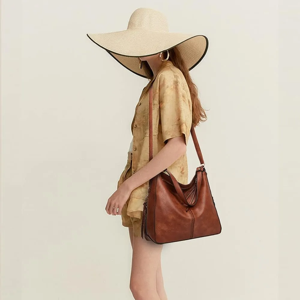 Women Handbags and Purse Sets Vegan Leather Tote Bags Fashion Hobo Bags Shoulder Bag Satchel Handbag Zip Wallet 2Pcs