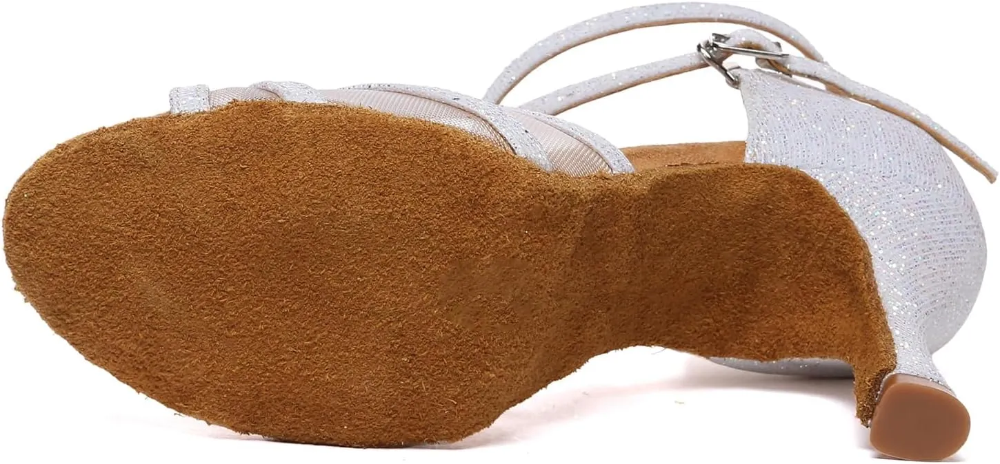 Women Latin Dance Shoes Performance Ballroom Salsa Bachata Dancing Shoes High Heel