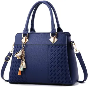 Women Leather Handbag and Purses Fashion Top Handle Satchel Crossbody Bag Large Shoulder Bag Tote for Ladies (Black)