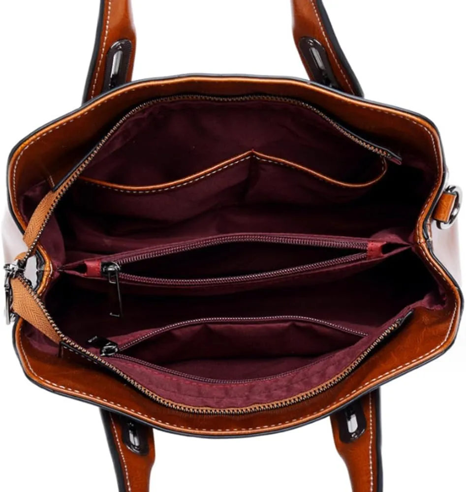 Women Retro Handbag and Totes Purse Top Handle Satchel Leather Shoulder Crossbody Bag