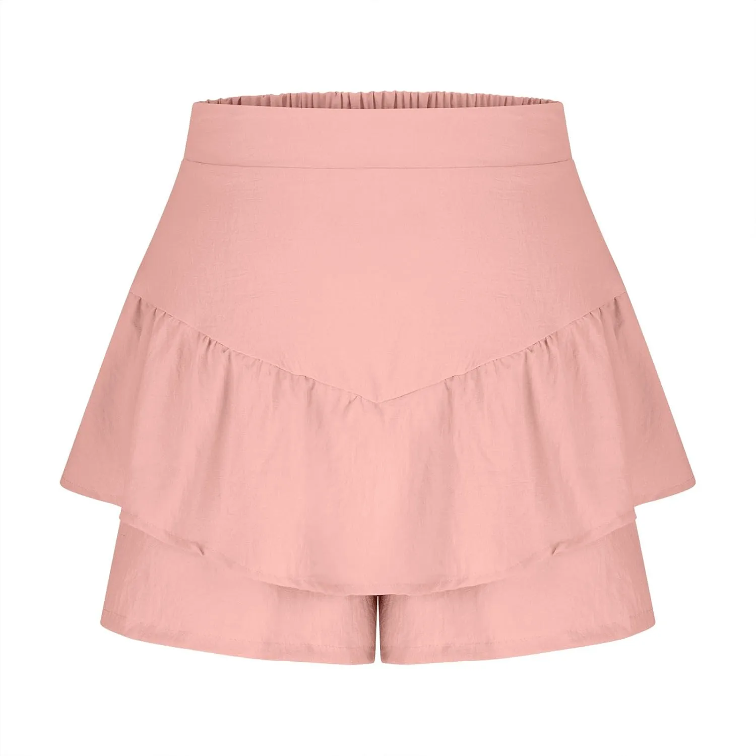Women Ruffle Shorts Flowy Tiered Shorts Summer Boho Skorts A Line High Waisted Beach Shorts Trendy Vacation Shorts
