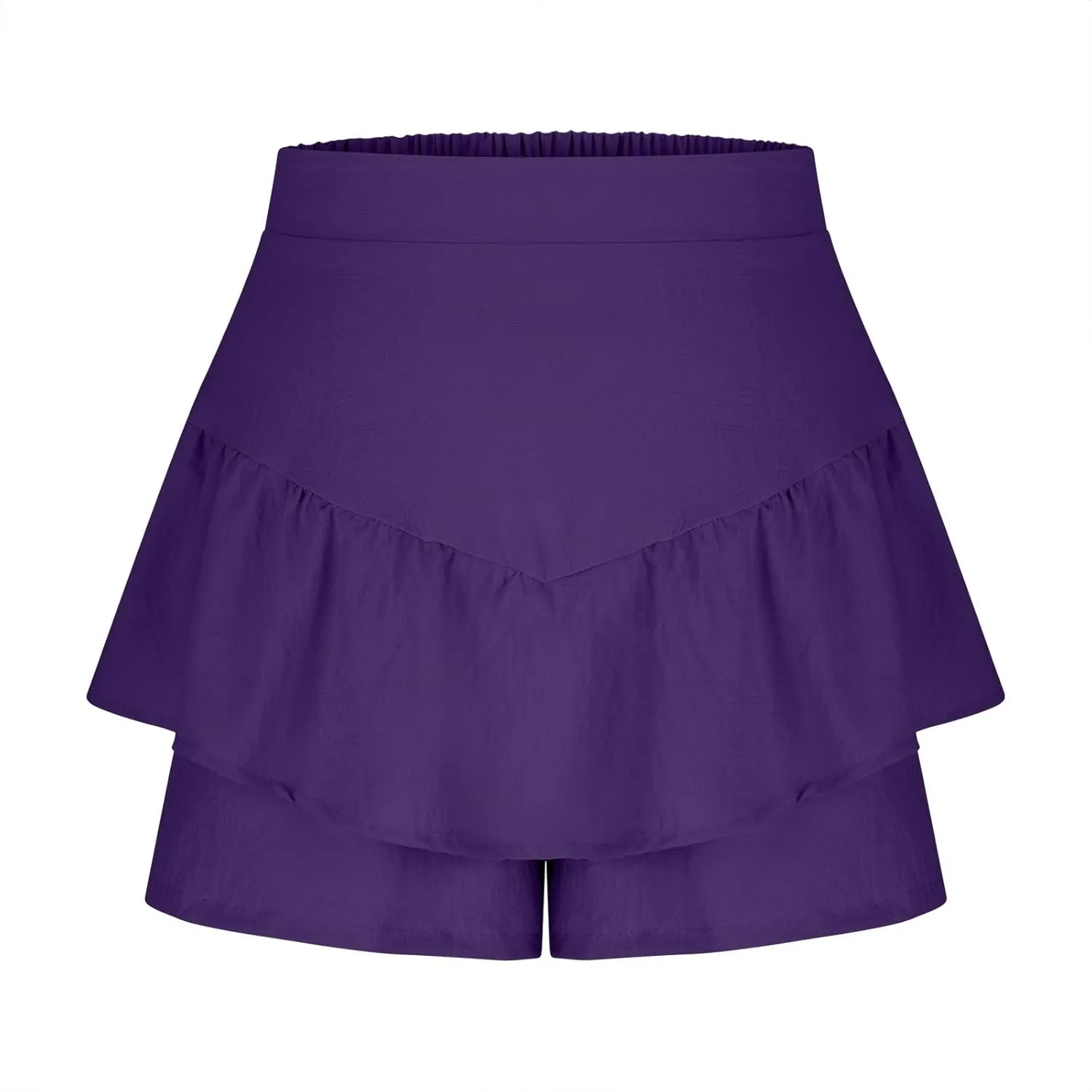 Women Ruffle Shorts Flowy Tiered Shorts Summer Boho Skorts A Line High Waisted Beach Shorts Trendy Vacation Shorts