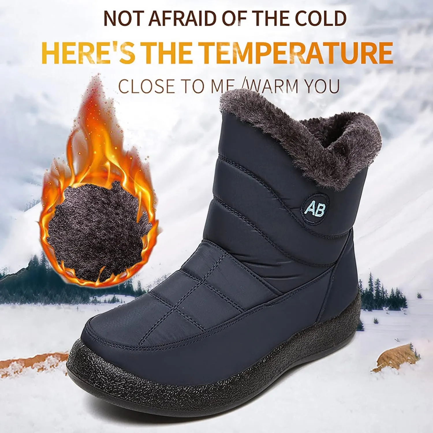 Women Snow Boots Winter Shoes Women Waterproof Snow Boots Size 7 Women's Winter Fur Lined Ankle Boots Waterproof Winter Boots for Women Waterproof Heels Botas De Invierno Modernas Para Mujer