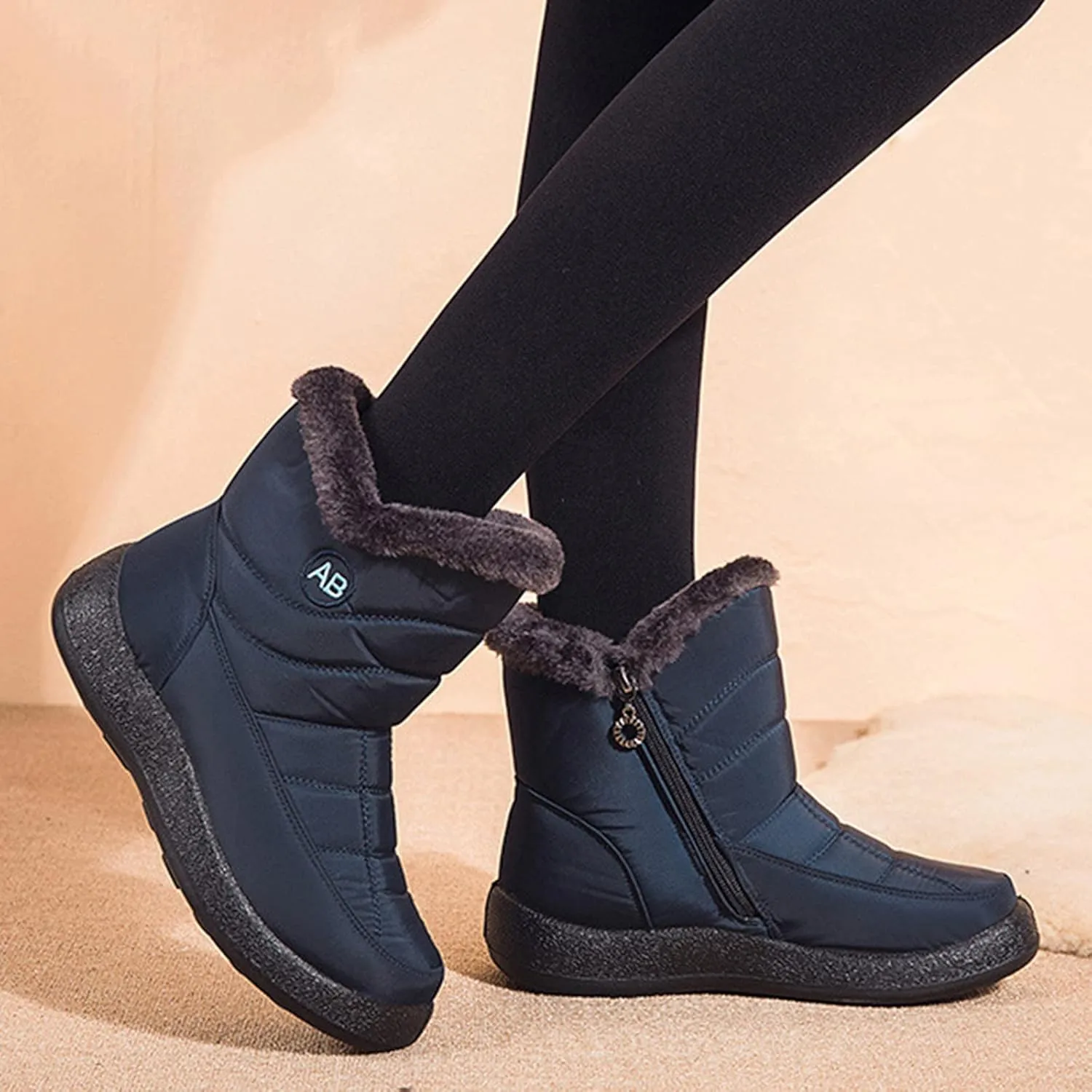 Women Snow Boots Winter Shoes Women Waterproof Snow Boots Size 7 Women's Winter Fur Lined Ankle Boots Waterproof Winter Boots for Women Waterproof Heels Botas De Invierno Modernas Para Mujer