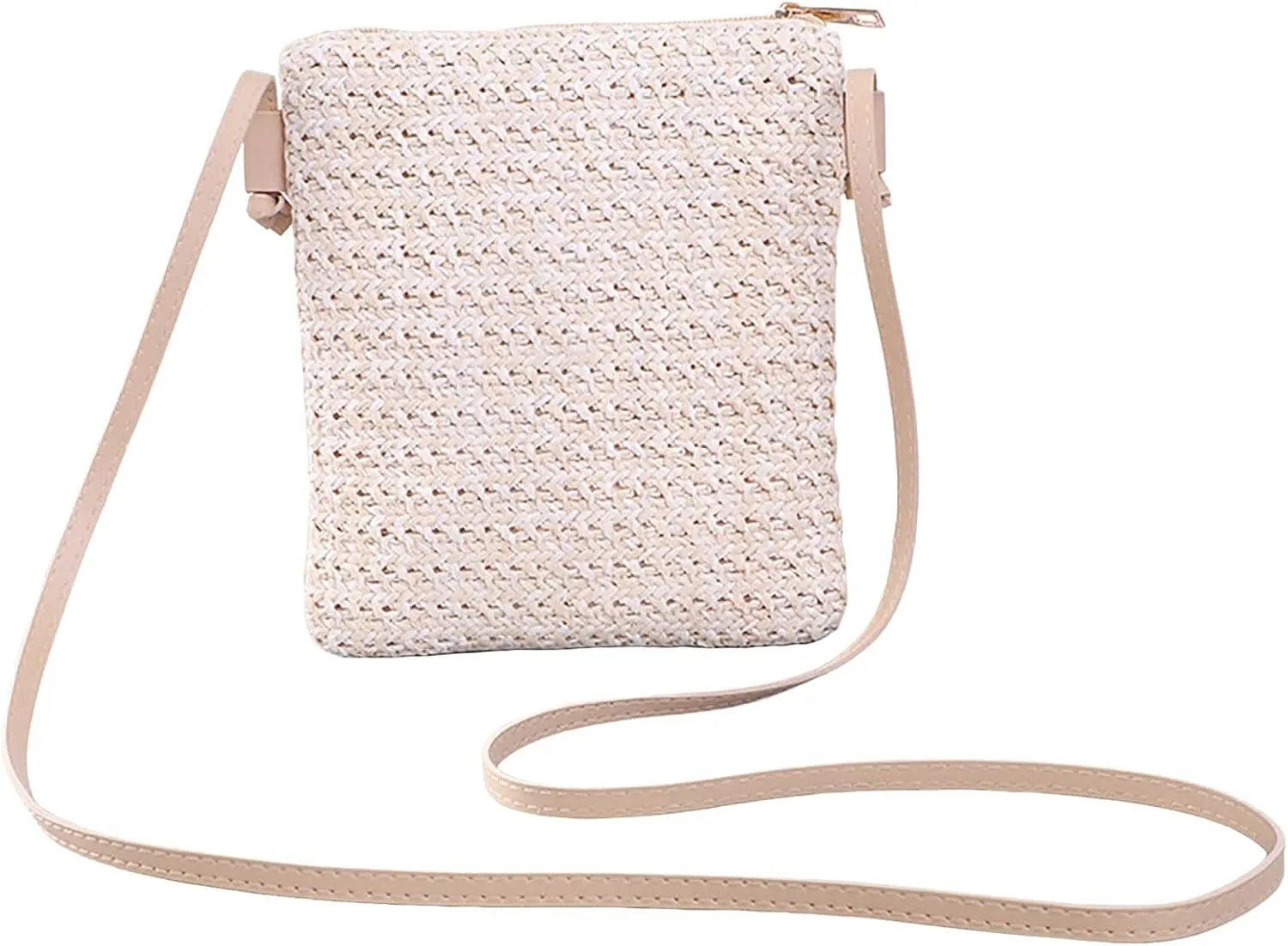 Women Straw Shoulder Bags Hand Woven Crossbody Beach Small Bag Shoulder Briefcase for Men Briefcase Purse (B, One Size)