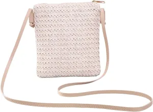 Women Straw Shoulder Bags Hand Woven Crossbody Beach Small Bag Shoulder Briefcase for Men Briefcase Purse (B, One Size)