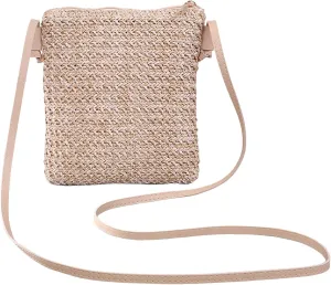 Women Straw Shoulder Bags Hand Woven Crossbody Beach Small Bag Shoulder Briefcase for Men Briefcase Purse (D, One Size)